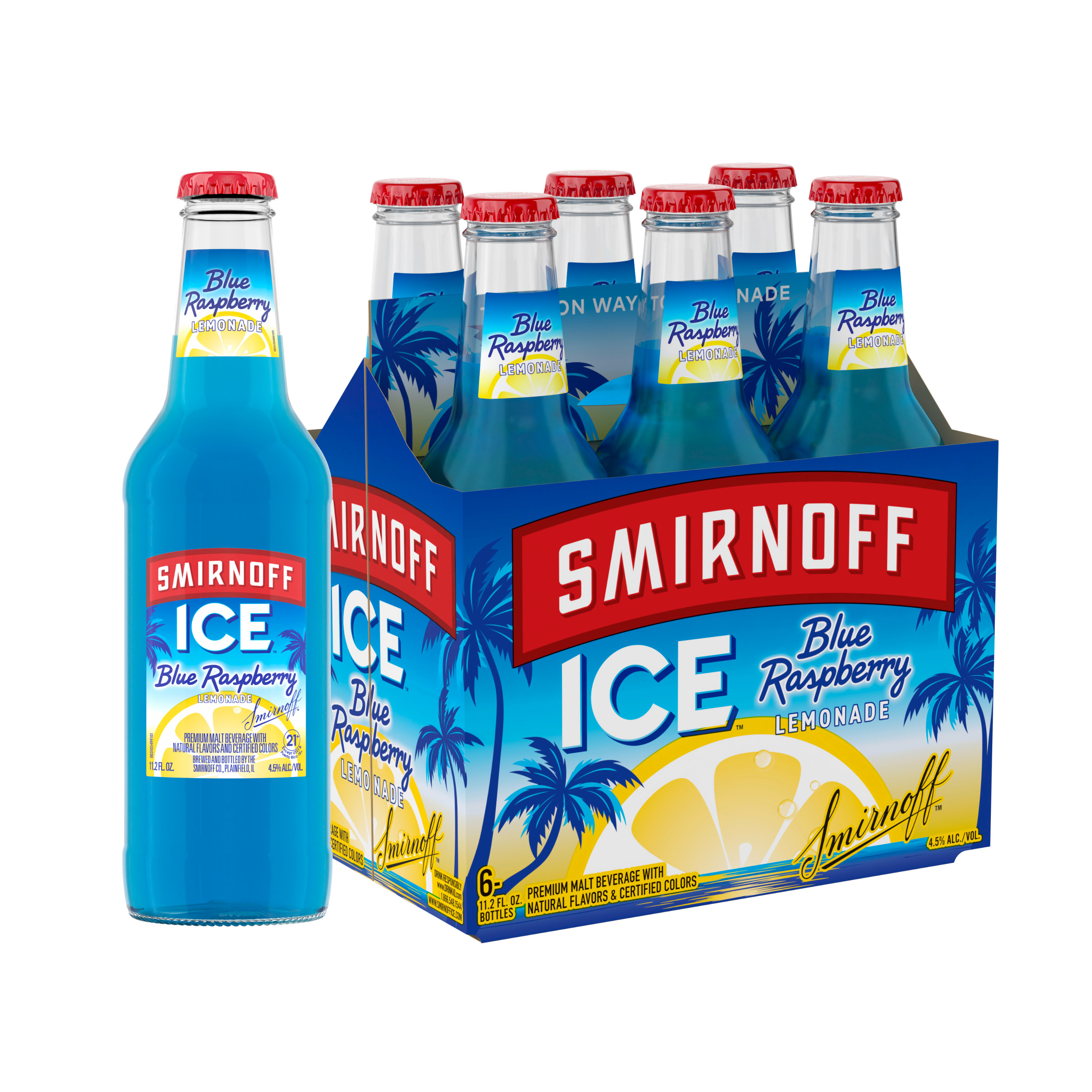 Smirnoff Ice Blue Raspberry Lemonade, 6 pack Bottles, 11.2 fl oz