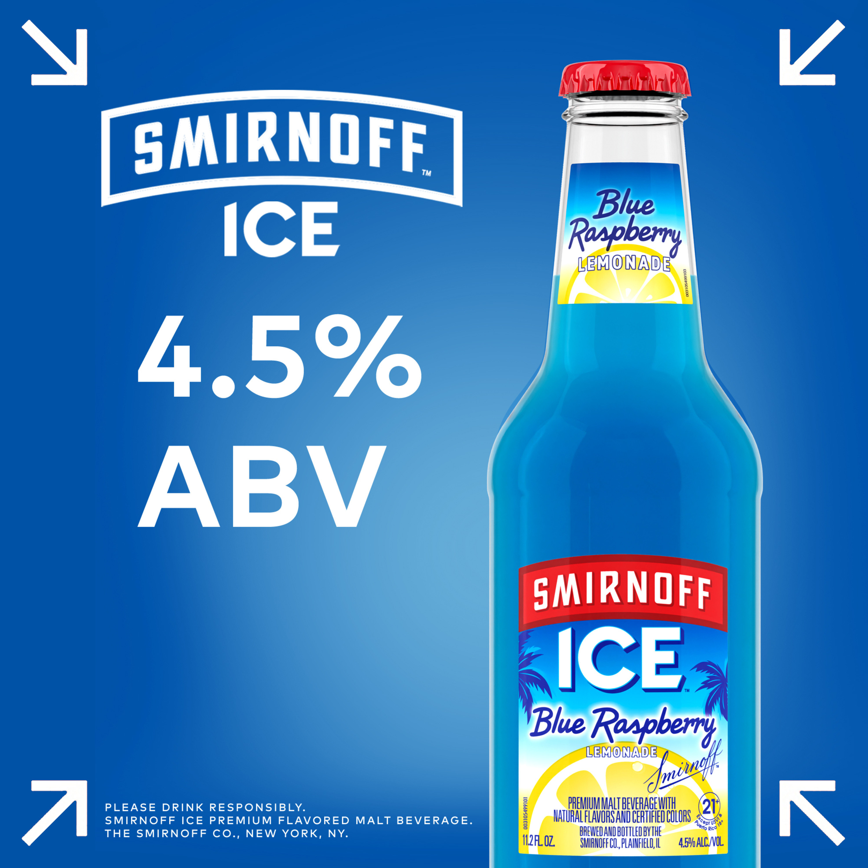 Smirnoff Ice Blue Raspberry Lemonade, 11.2 fl oz, 6 Pack Bottles