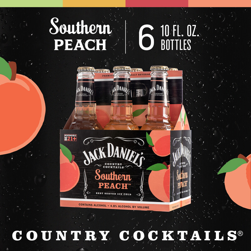 Jack Daniel'S Country Cocktail Malt, Southern Peach, 6 Pack, 10 oz