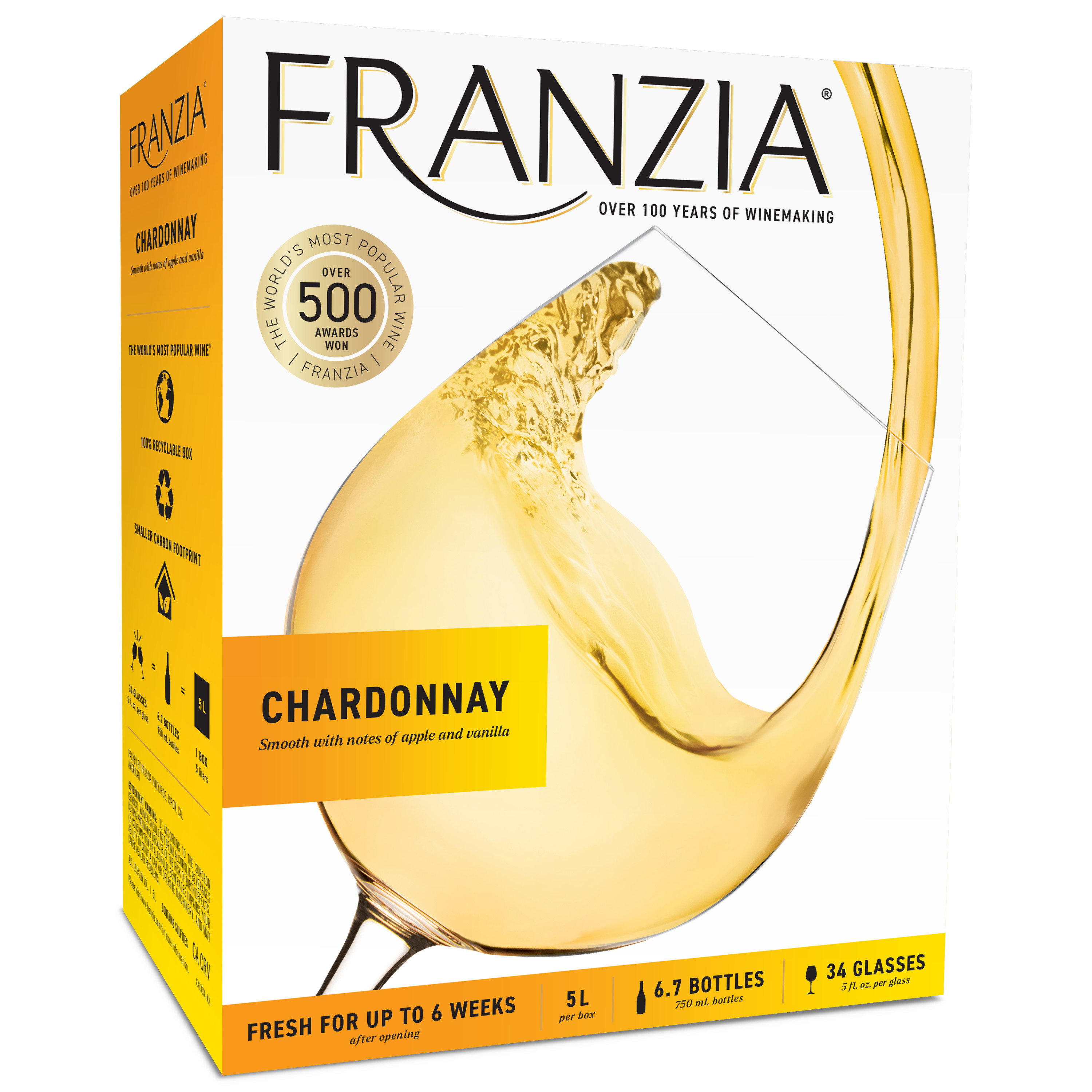 Franzia Chardonnay, White Wine, 5L | Giant Eagle | Because It