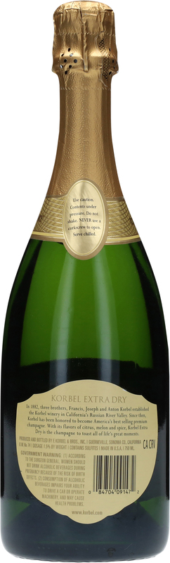 Korbel Extra Dry California Champagne, 750 mL Bottle, 24 Proof