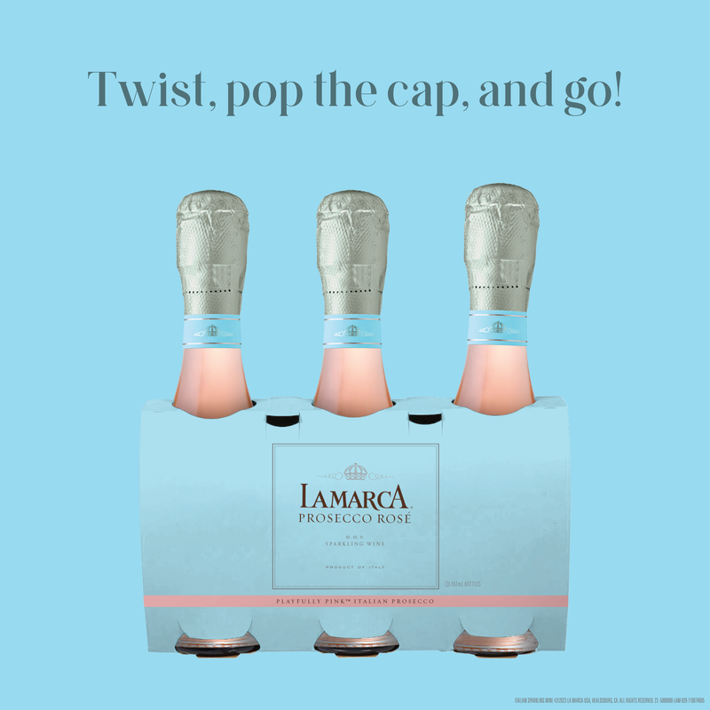 La Marca Prosecco Rosé Sparkling Wine 3 Single Serve 187ml Bottles