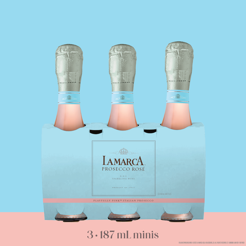 La Marca Prosecco Rosé Sparkling Wine 3 Single Serve 187ml Bottles