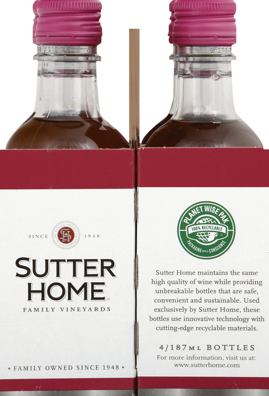 Sutter Home Pink Moscato California Pink Wine, 4 Pack, 187 ml