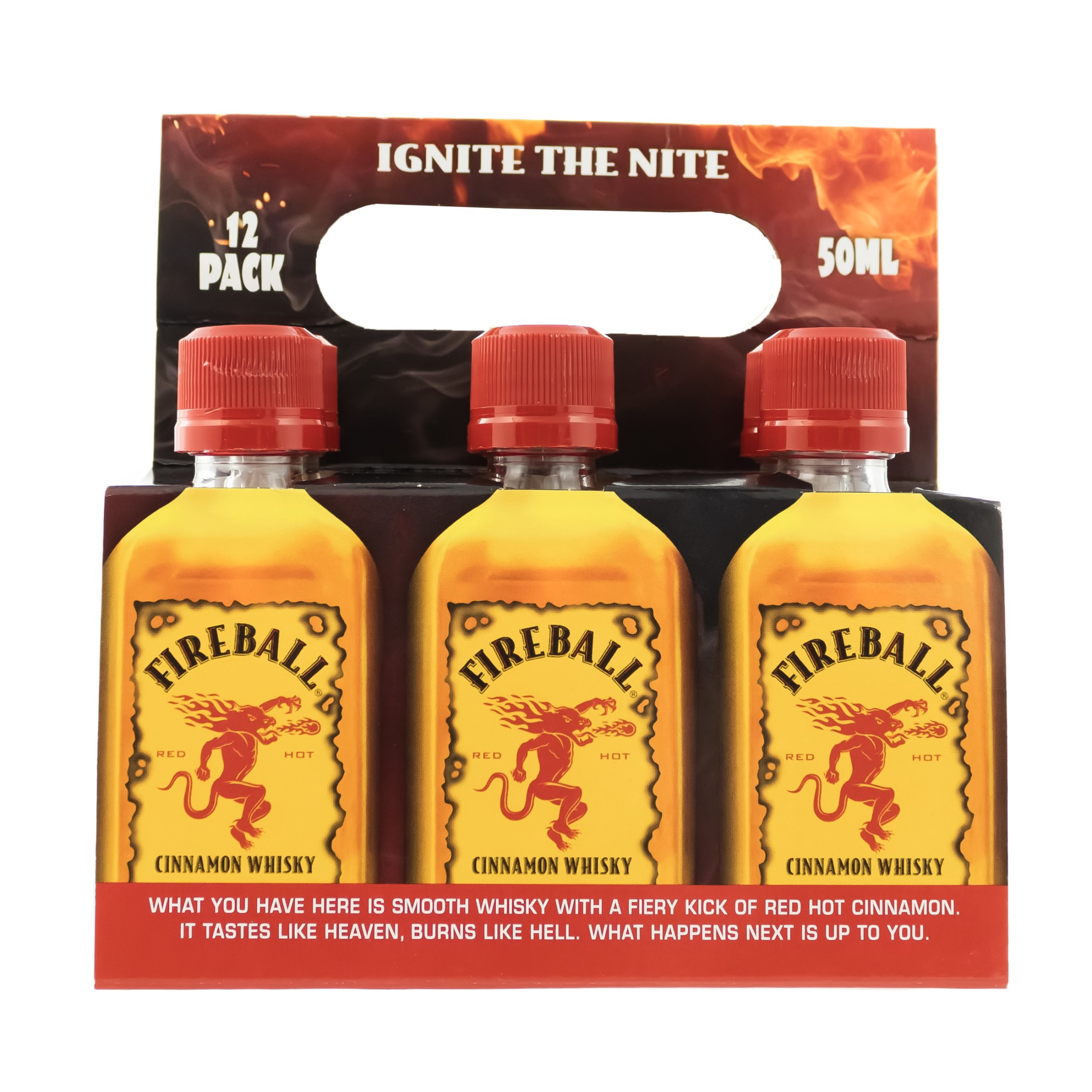Fireball Cinnamon Whiskey, 50ml Plastic Bottles, 12 Count, 66