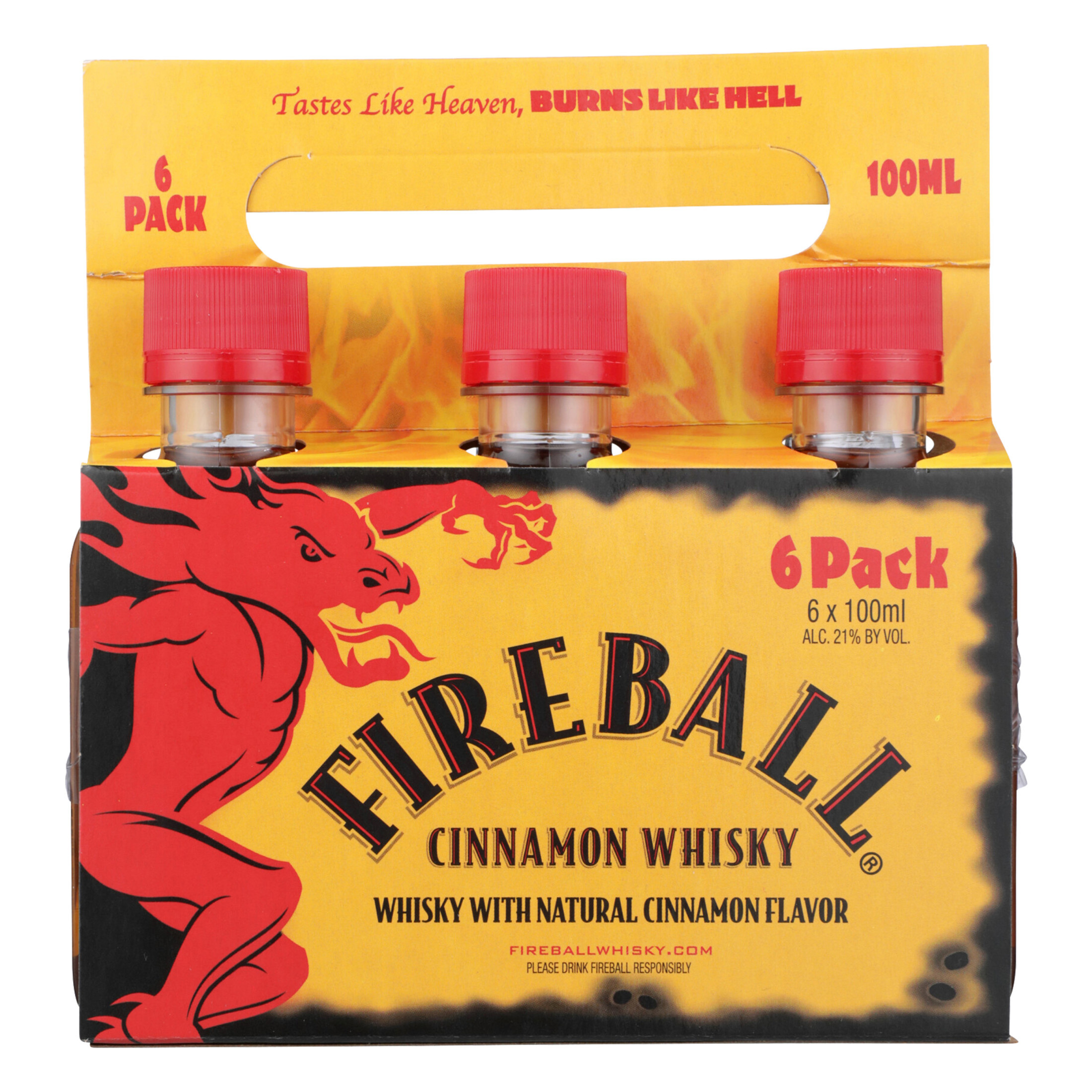 Fireball Cinnamon Malt Beverage, 100ml Plastic Bottles, 6 Count