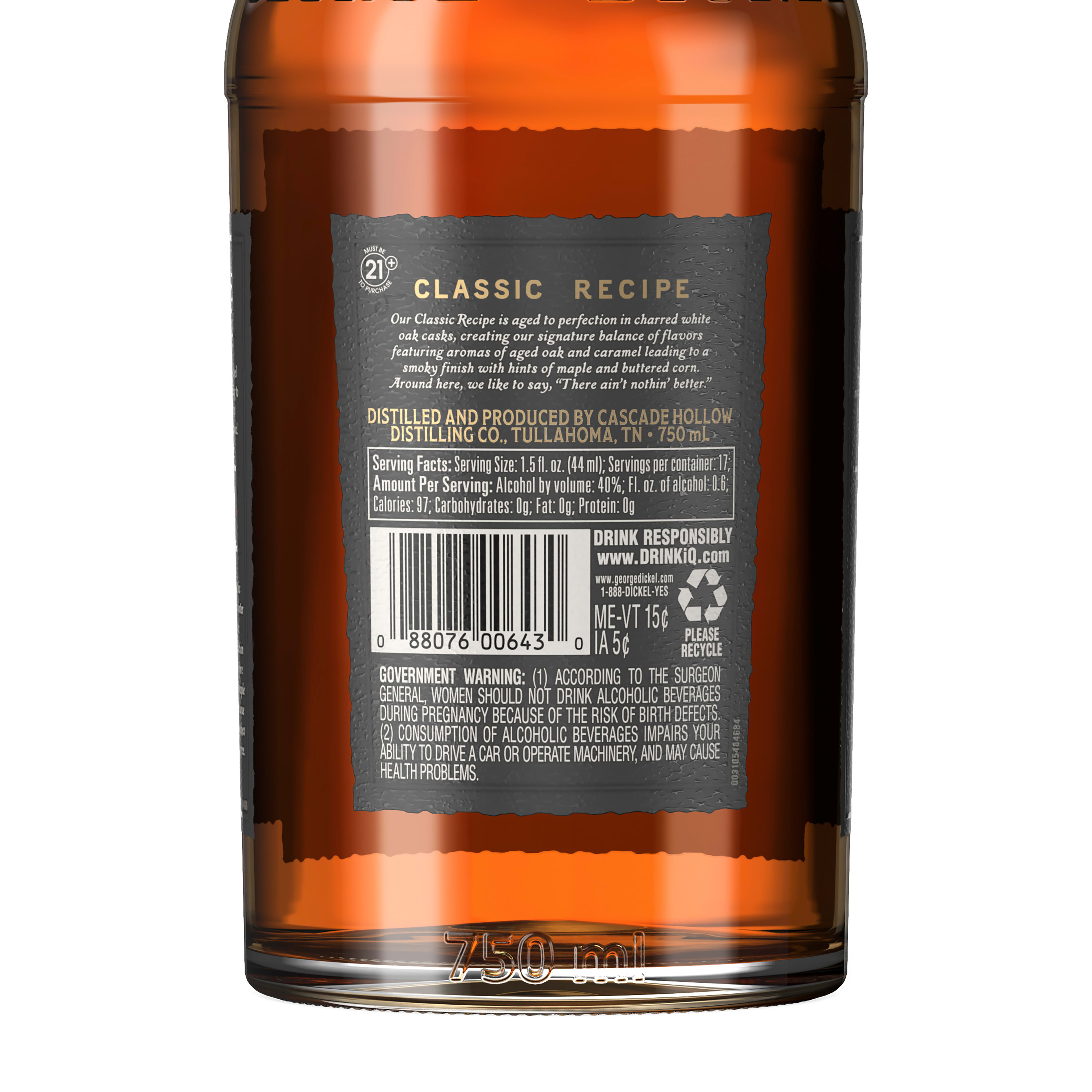 George Dickel Classic Recipe Tennessee Whisky, 750 mL | Giant