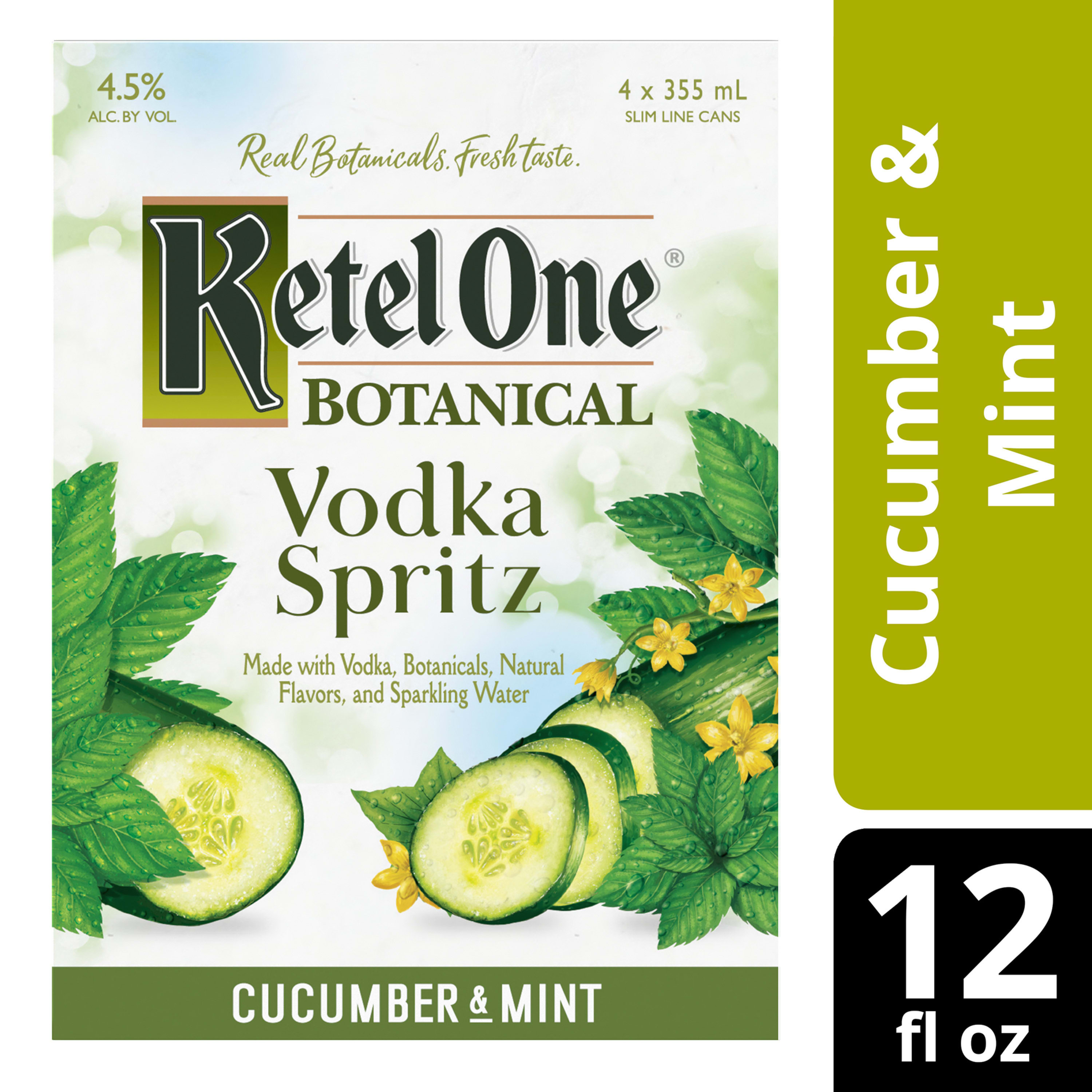 Ketel One Botanical Vodka Spritz Cucumber & Mint, 4-PACK (4 x 12