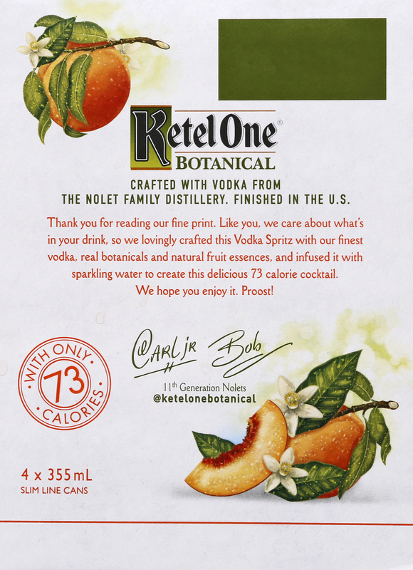 Ketel One Botanical Vodka Spritz Peach & Orange Blossom, 4-PACK (4
