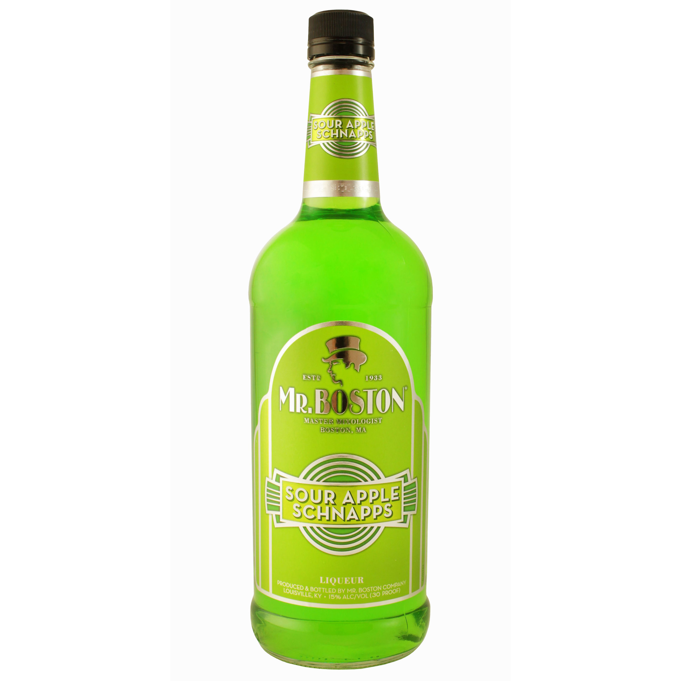 Mr. Boston Sour Apple Schnapps Liqueur 1L Bottle – Green Apple