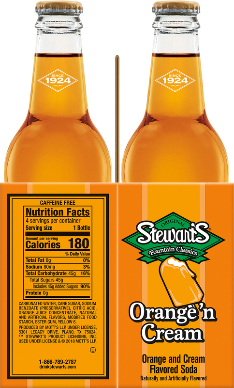 Stewart's Orange 'n Cream Made with Sugar, 12 fl oz glass bottles