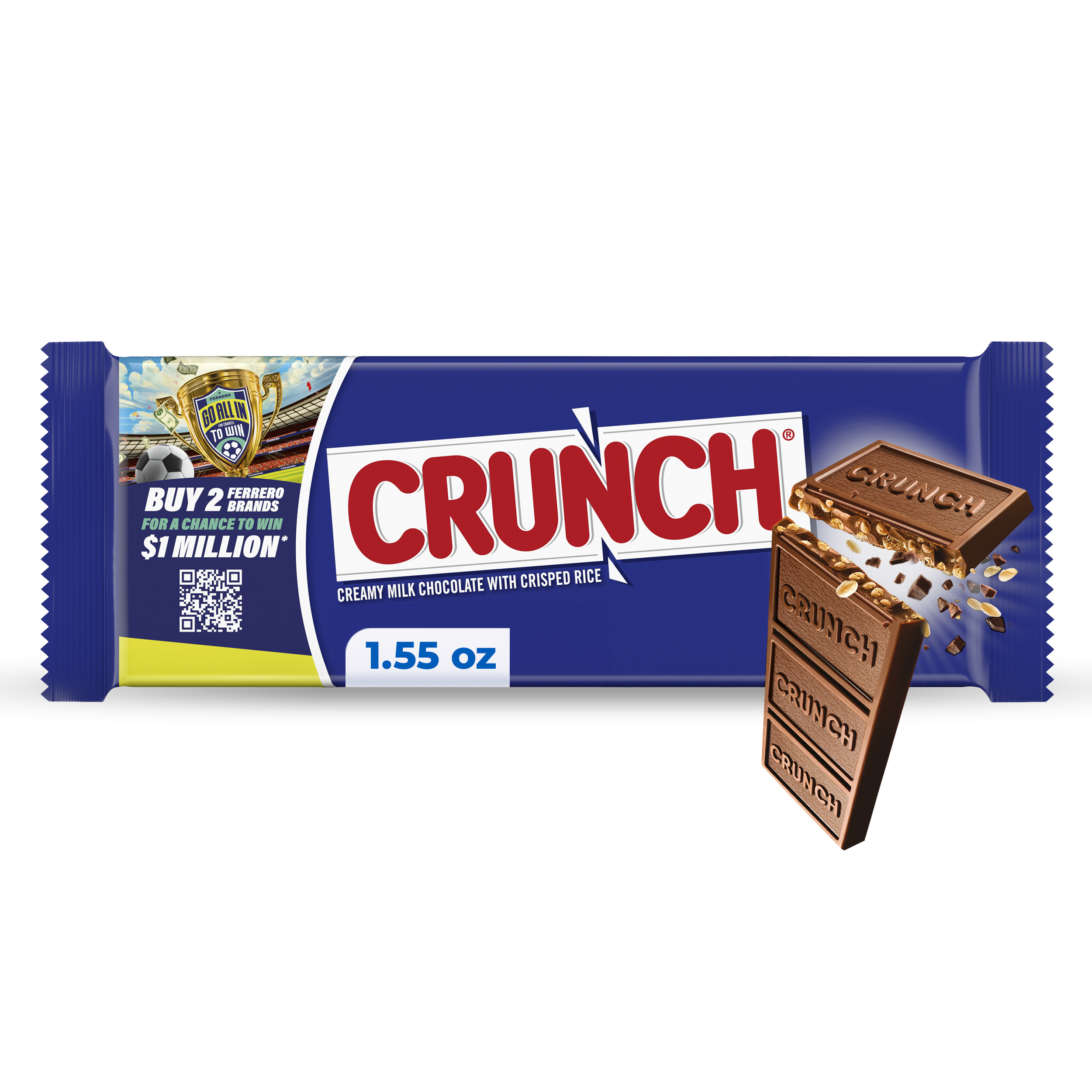 CRUNCH Full-Size Candy Bar, Creamy Milk Chocolate with Crunchy