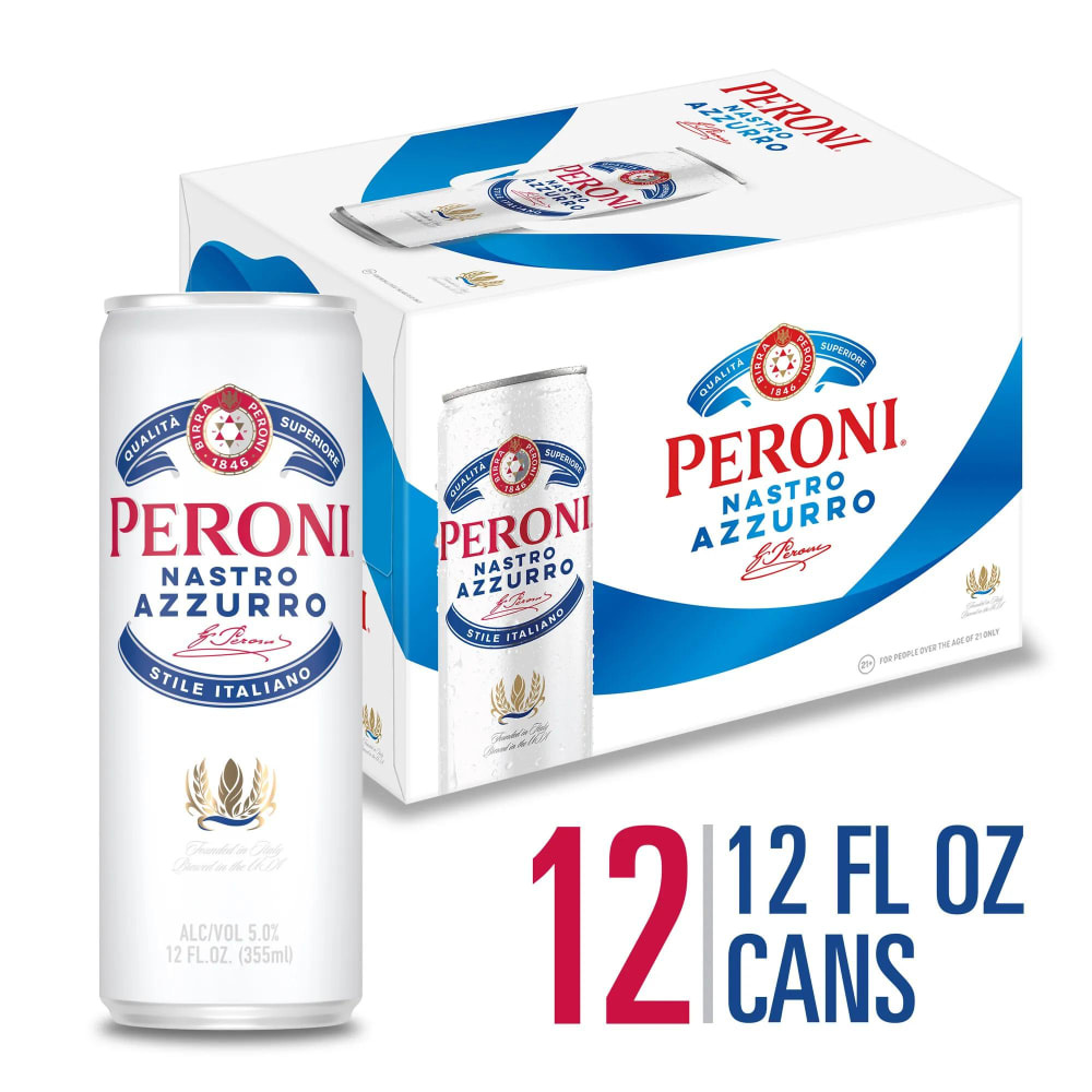 Peroni Nastro Azzurro Italian-Style Lager Beer 5% ABV, 12 Pack, 12