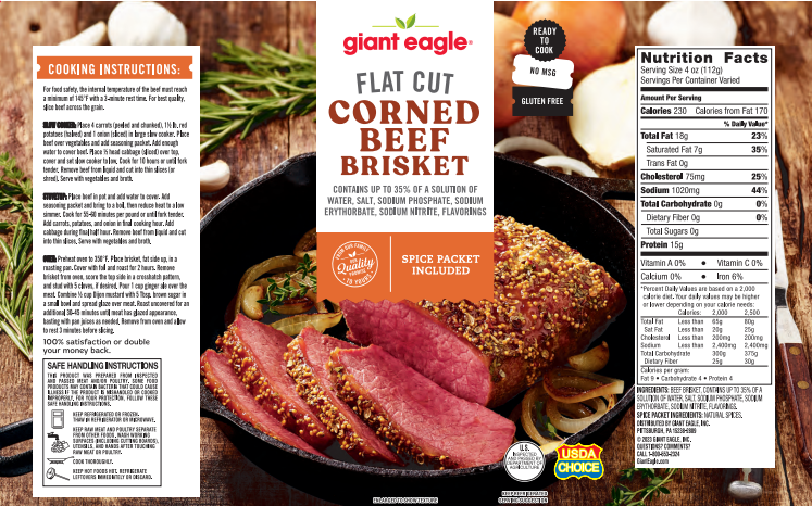 Giant Eagle Corned Beef, Brisket, Flat Cut Giant Eagle Because
