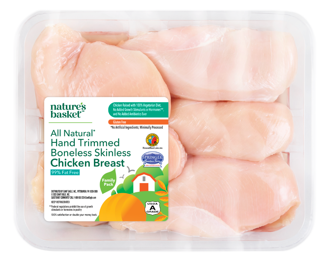 Nature's Basket Chicken Breast, Boneless, Skinless, Hand Trimmed