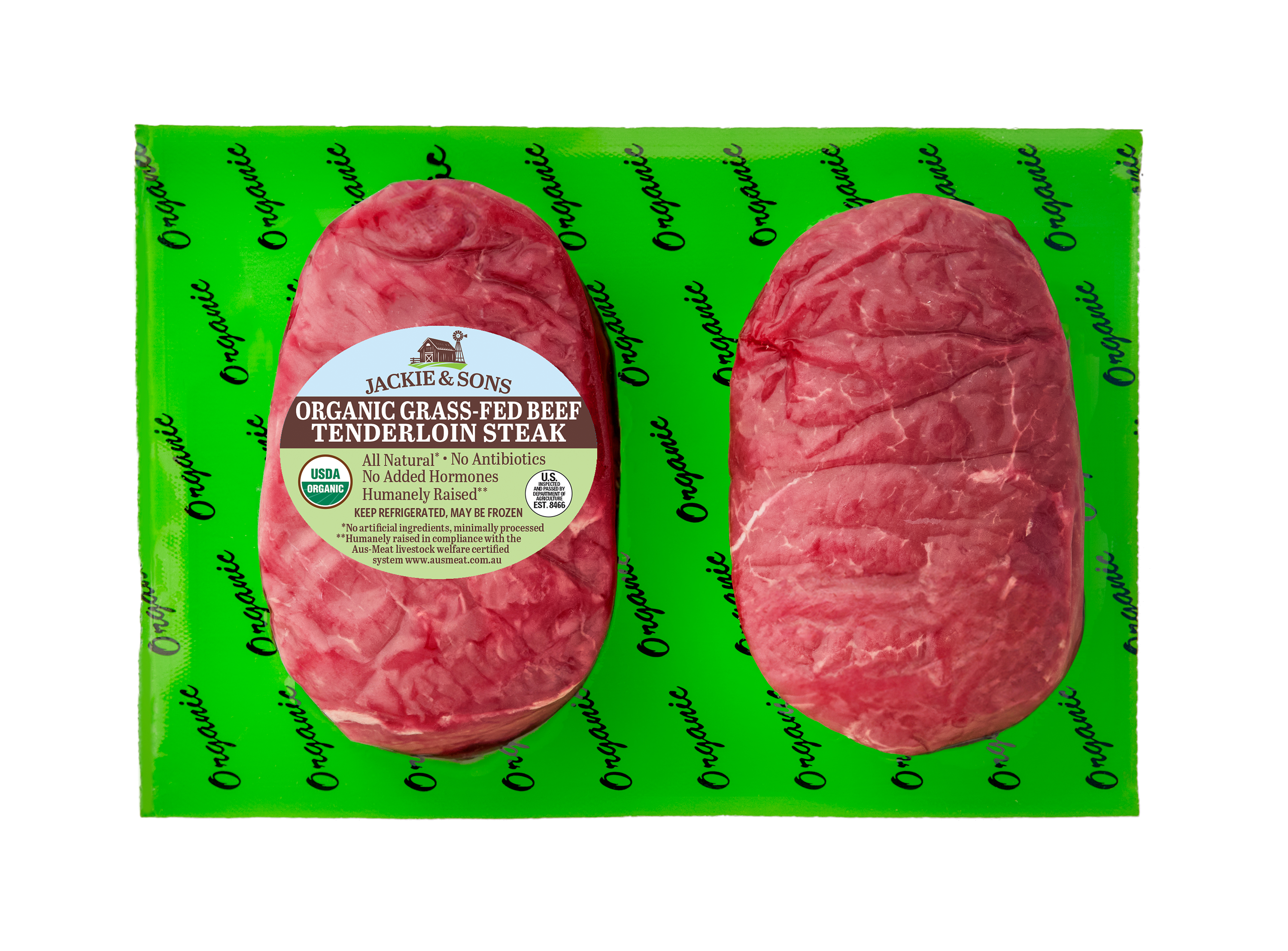 Jackie & Sons Organic Beef, Grass-Fed Tenderloin Steak | Giant