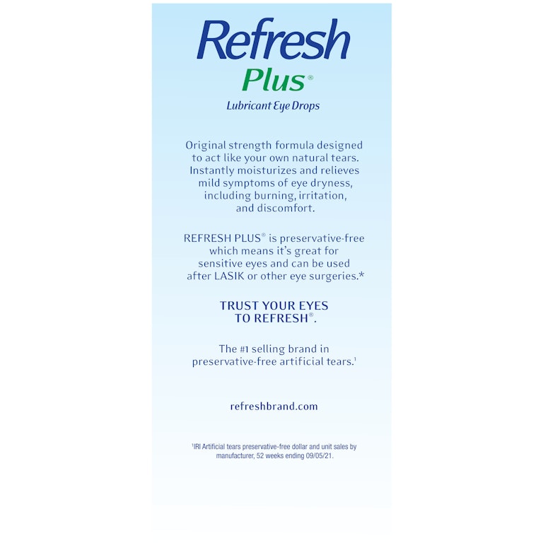 Refresh Plus Lubricant Eye Drops Preservative-Free Artificial Tears, 0.01 fl oz (0.4 mL), 70 Single-Use Containers | Giant Eagle | Because It Matters | Grocery Store & Pharmacy Refresh Plus Lubricant Eye Drops Preservative-Free Artificial Tears, 0.01 fl oz (0.4 mL), 70 Single-Use Containers | Giant Eagle | Because It Matters | Grocery Store & Pharmacy
