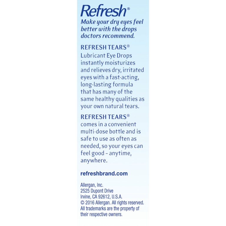 Refresh Tears Lubricant Eye Drops Artificial Tears, 0.5 fl oz (15 mL), 1 Count | Giant Eagle | Because It Matters | Grocery Store & Pharmacy Refresh Tears Lubricant Eye Drops Artificial Tears, 0.5 fl oz (15 mL), 1 Count | Giant Eagle | Because It Matters | Grocery Store & Pharmacy