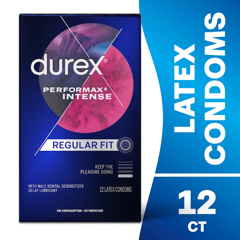Condoms, Ribbed, Dotted with Delay Lubricant, Durex Performax Intense Natural Rubber Latex Condoms, Regular Fit, 12 Count, Contains Desensitizing Lube for Men, | Giant Eagle | Because It Matters | Grocery Store & Pharmacy Condoms, Ribbed, Dotted with Delay Lubricant, Durex Performax Intense Natural Rubber Latex Condoms, Regular Fit, 12 Count, Contains Desensitizing Lube for Men, | Giant Eagle | Because It Matters | Grocery Store & Pharmacy
