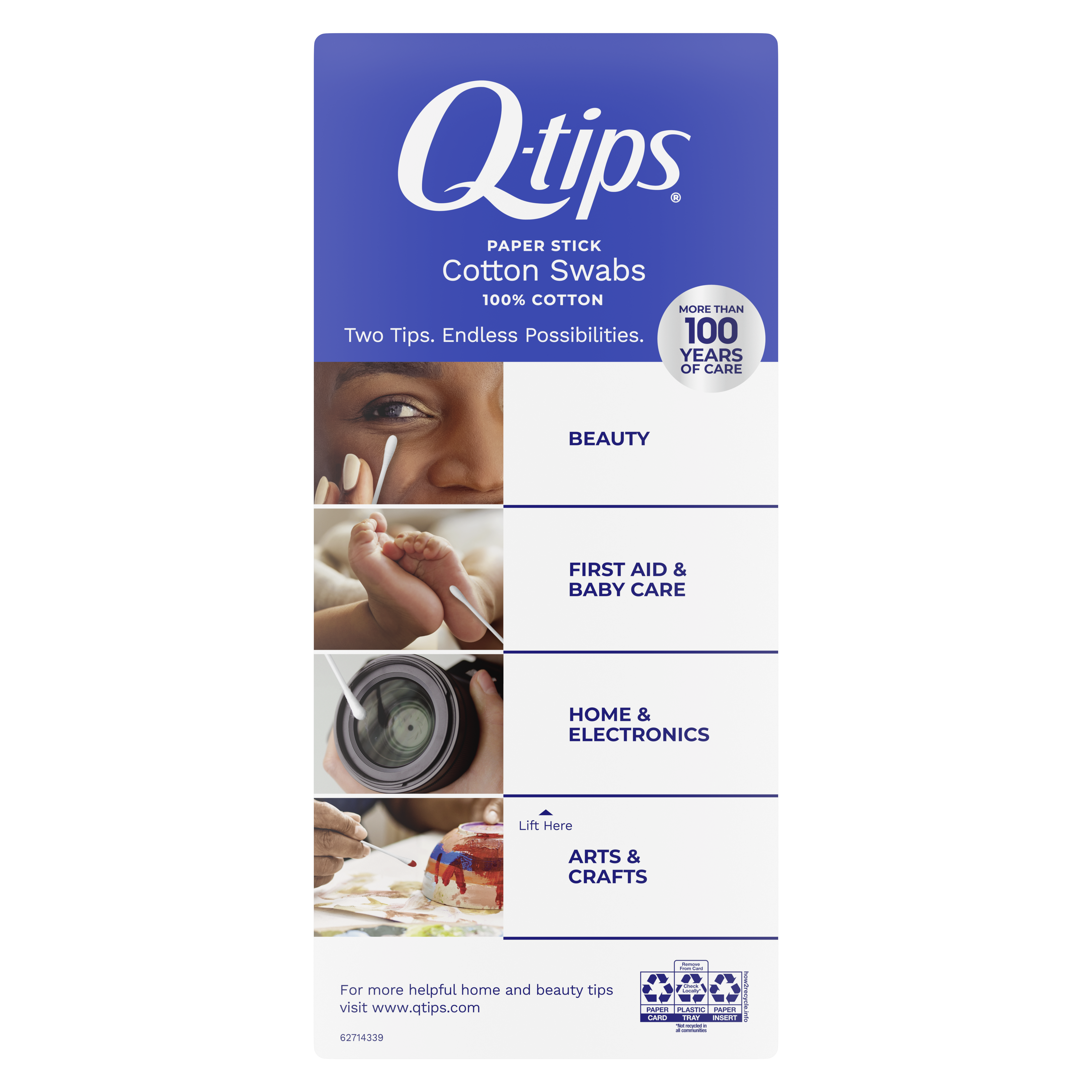 Q-tips Cotton Swabs, Original, For Home, First Aid and Beauty, 100 ...