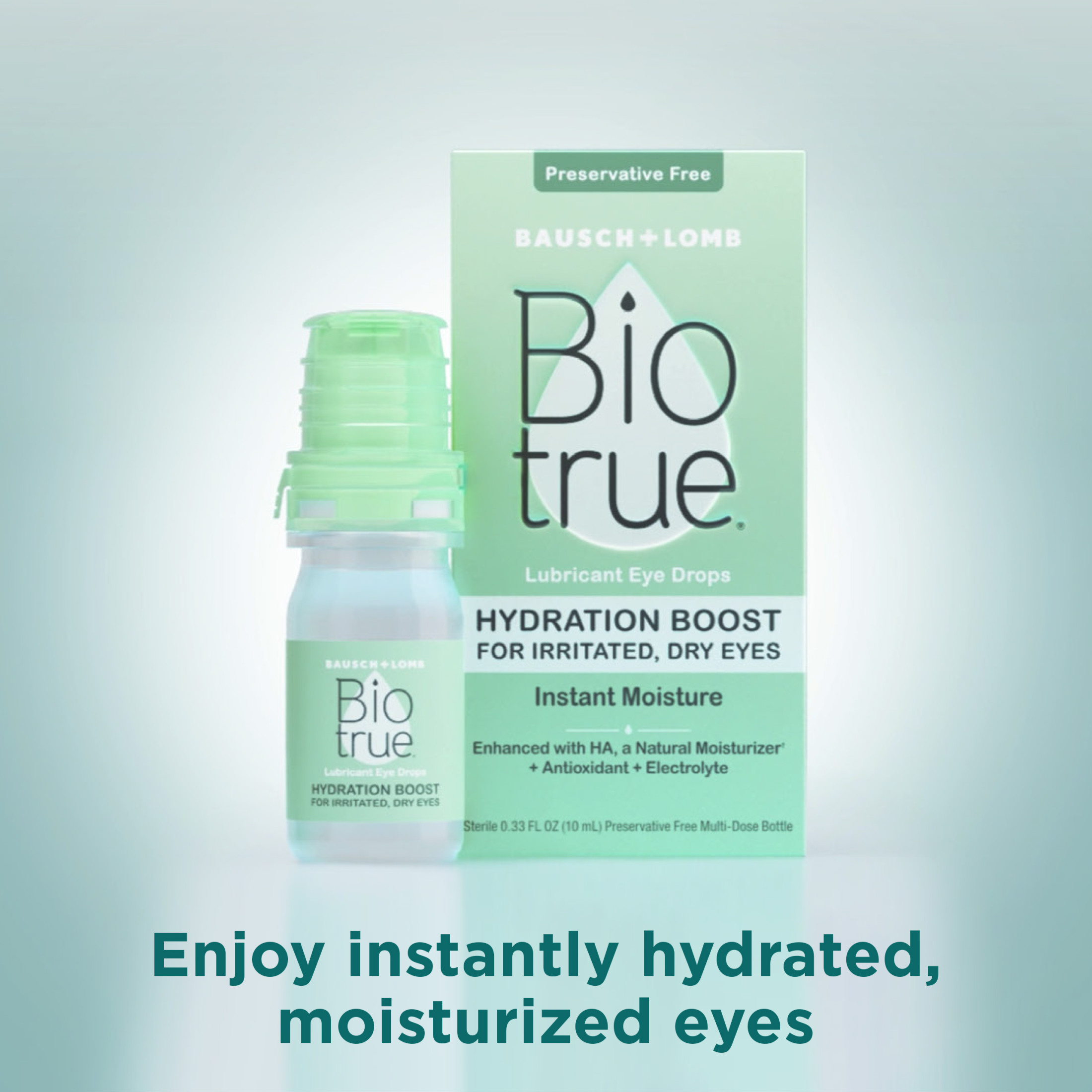 Biotrue Hydration Boost Eye Drops Multi-Dose for Irritated and Dry Eyes  from Bausch + Lomb, Preservative Free, pH Balanced, Naturally Inspired 0.33  FL OZ (10 mL | Giant Eagle | Because It