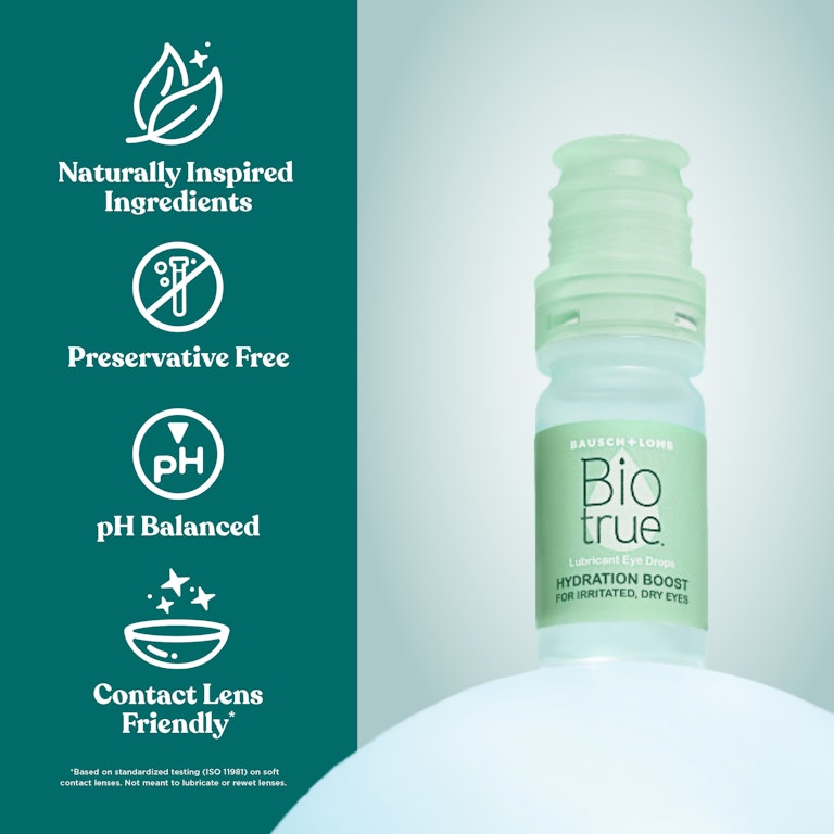 Biotrue Hydration Boost Eye Drops Multi-Dose for Irritated and Dry Eyes from Bausch + Lomb, Preservative Free, pH Balanced, Naturally Inspired 0.33 FL OZ (10 mL | Giant Eagle | Because It Biotrue Hydration Boost Eye Drops Multi-Dose for Irritated and Dry Eyes from Bausch + Lomb, Preservative Free, pH Balanced, Naturally Inspired 0.33 FL OZ (10 mL | Giant Eagle | Because It