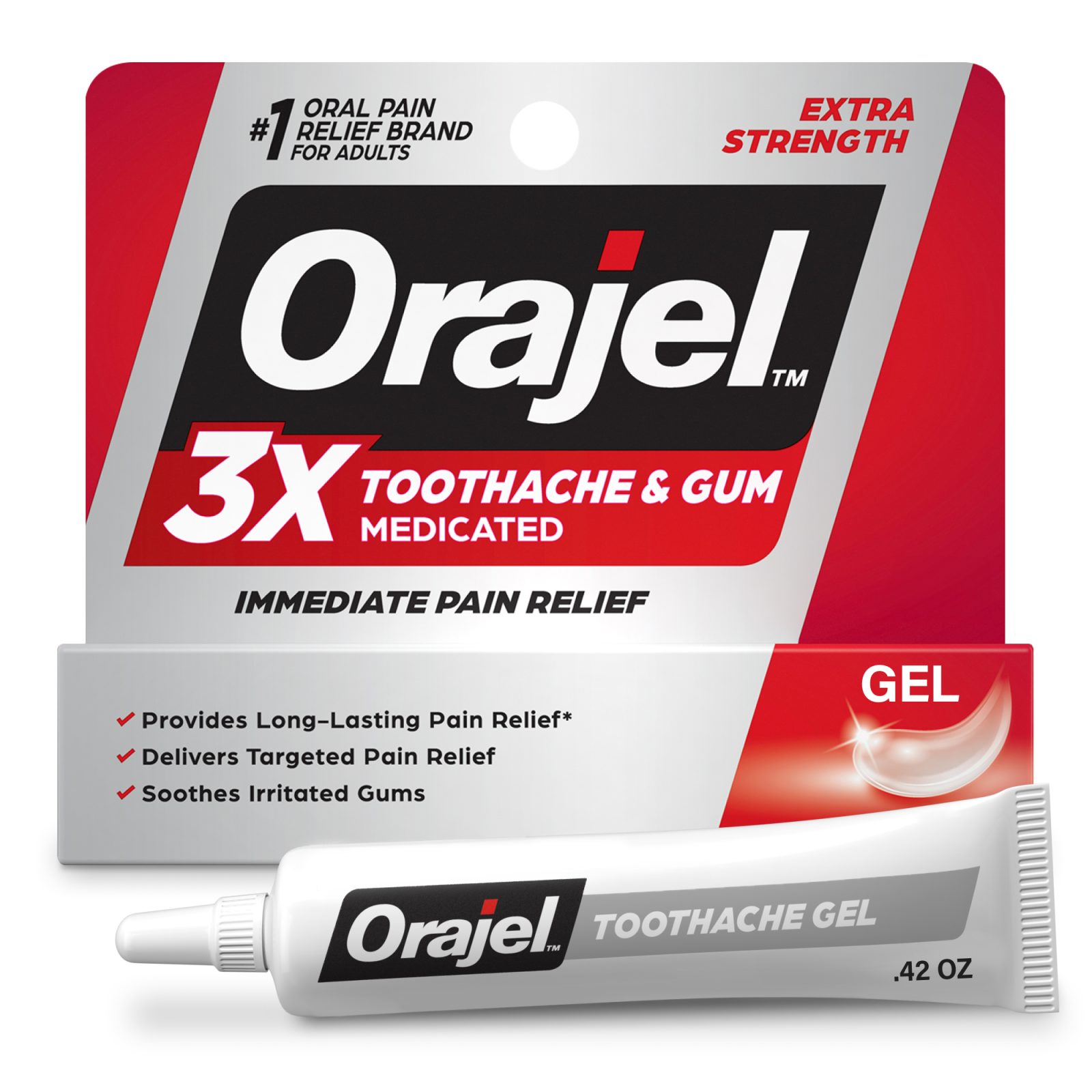 Orajel 3X Medicated Toothache & Gum Pain Gel, Immediate Pain