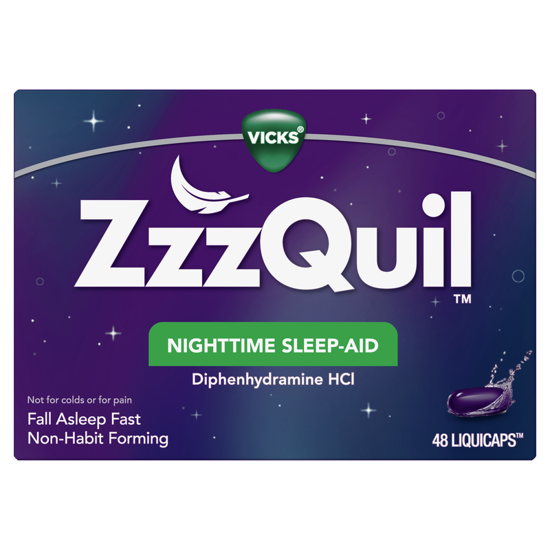 Vicks ZzzQuil LiquiCap Sleep Aid, Diphenhydramine 25mg HCl, 48