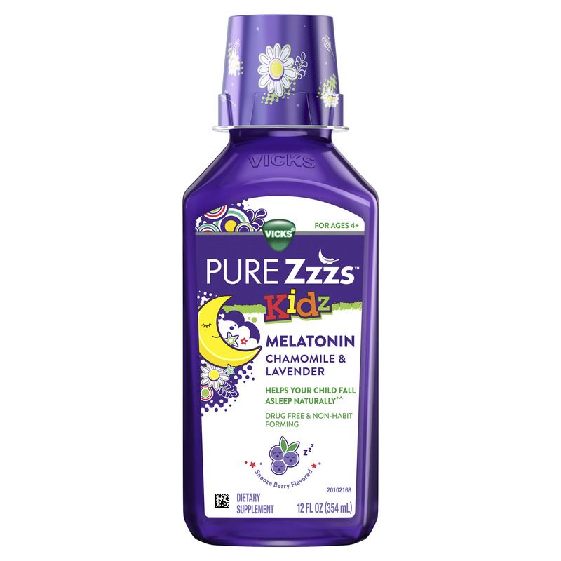 Vicks Pure Zzzs Kidz, Kids Liquid Melatonin, Sleep Aid, Drug-Free