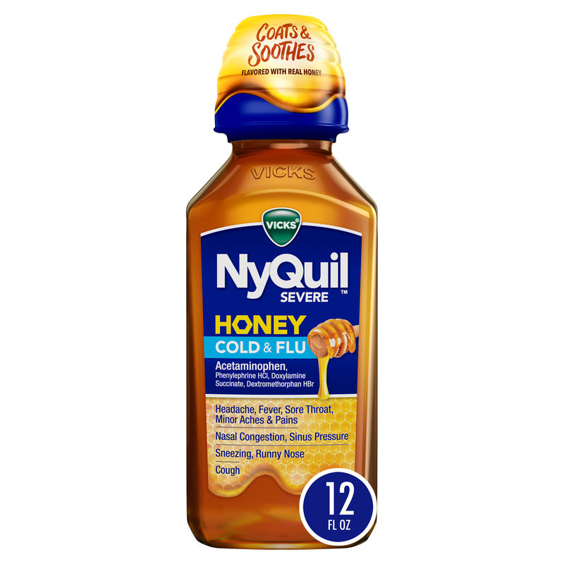 Vicks NyQuil SEVERE Honey Cold & Flu, Liquid Medicine, 12 Oz | Giant Eagle  | Because It Matters