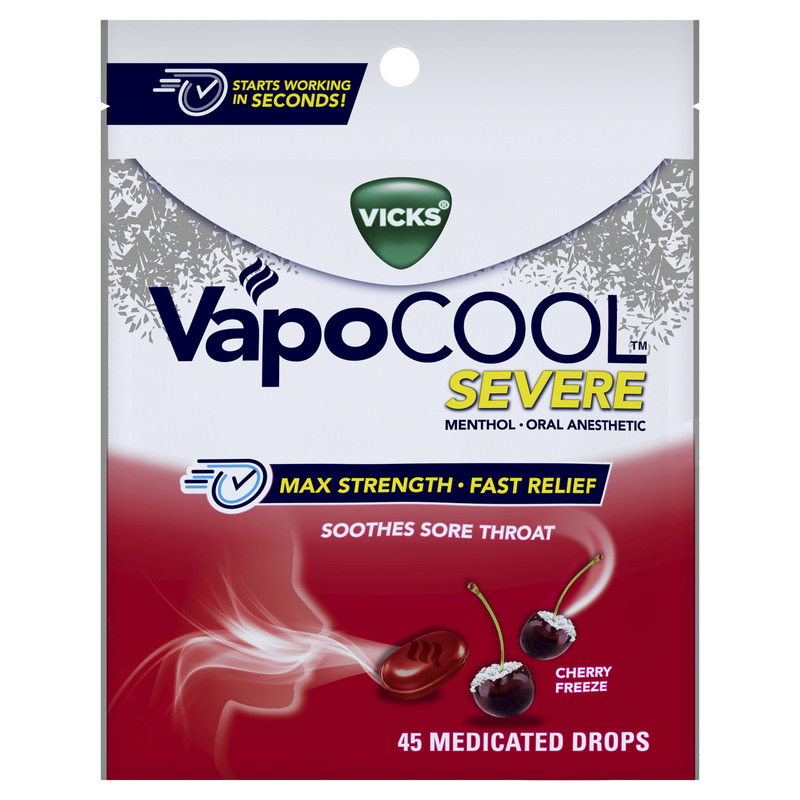 Vicks VapoCOOL SEVERE Menthol Cough Drop Alternative for Sore