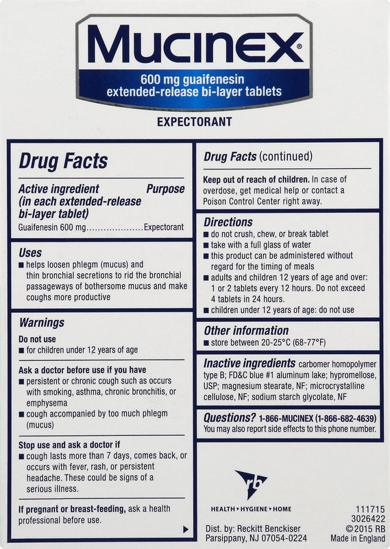 美品 MジュカインEX SR Mucinex 12 Hr Chest Congestion Expectorant, Tablets, 68ct | Giant