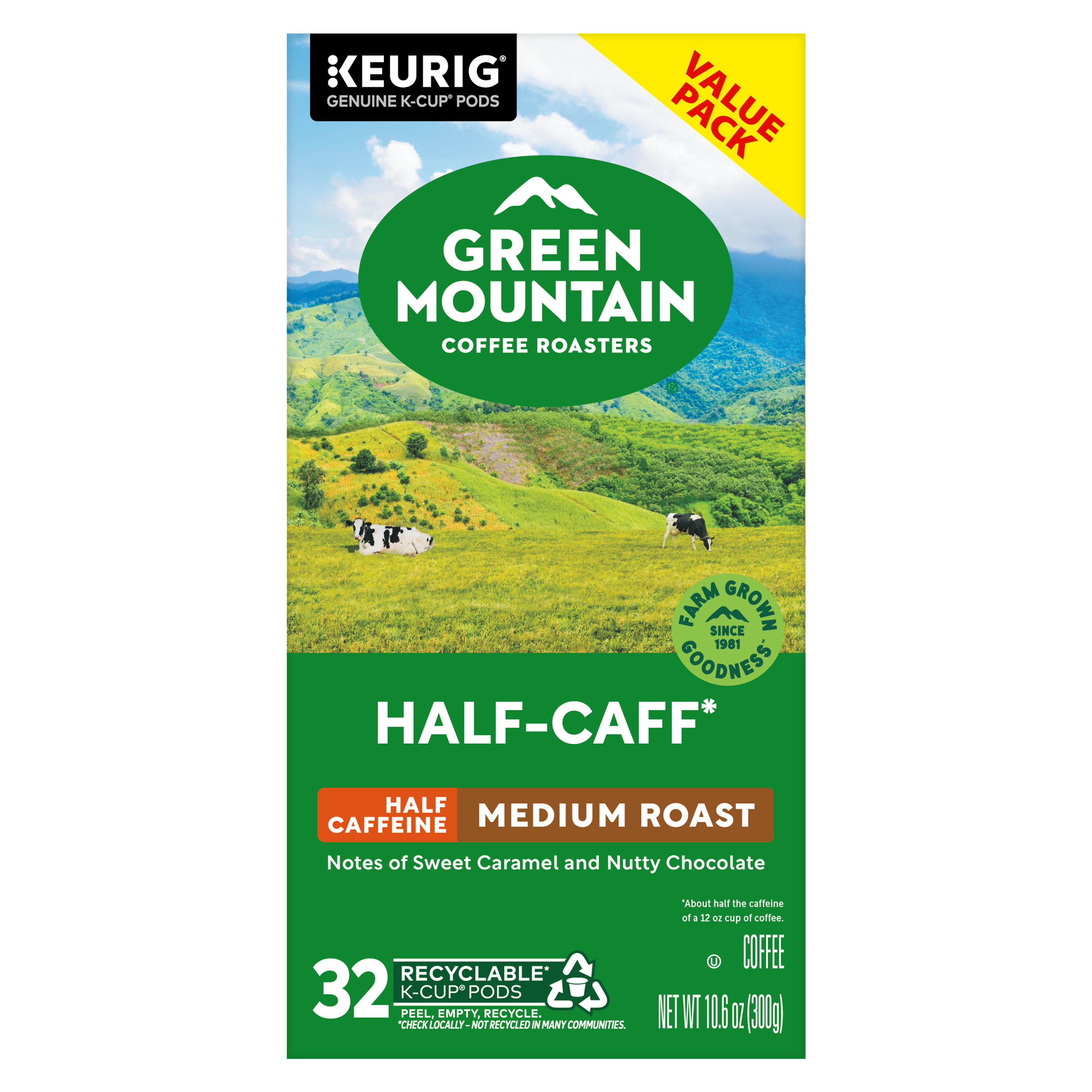 Green Mountain Coffee Roasters Half-Caff, Keurig Single-Serve K