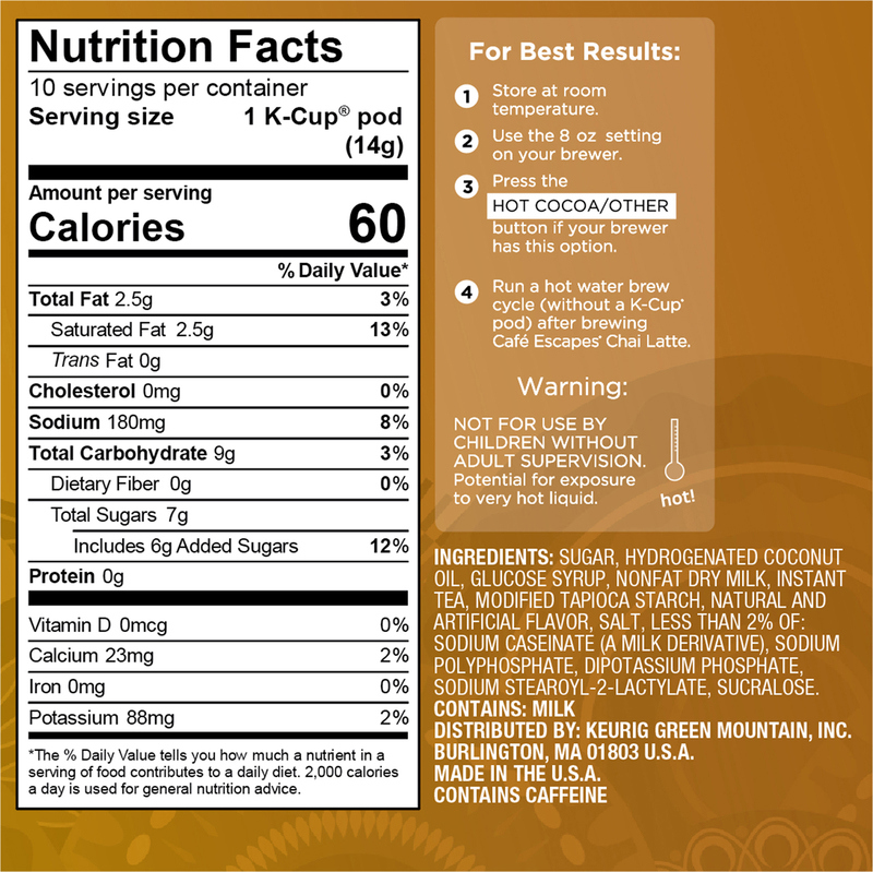 Keurig Café Escapes Chai Latte Giant Eagle Because It