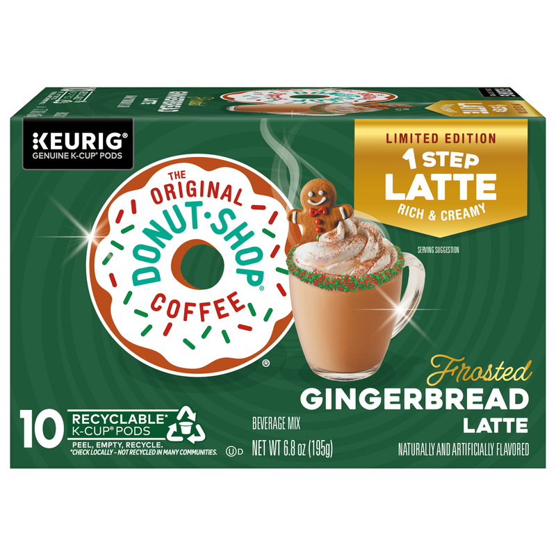 Donut Shop K-Cup Pods Frosted Gingerbread Latte Beverage Mix