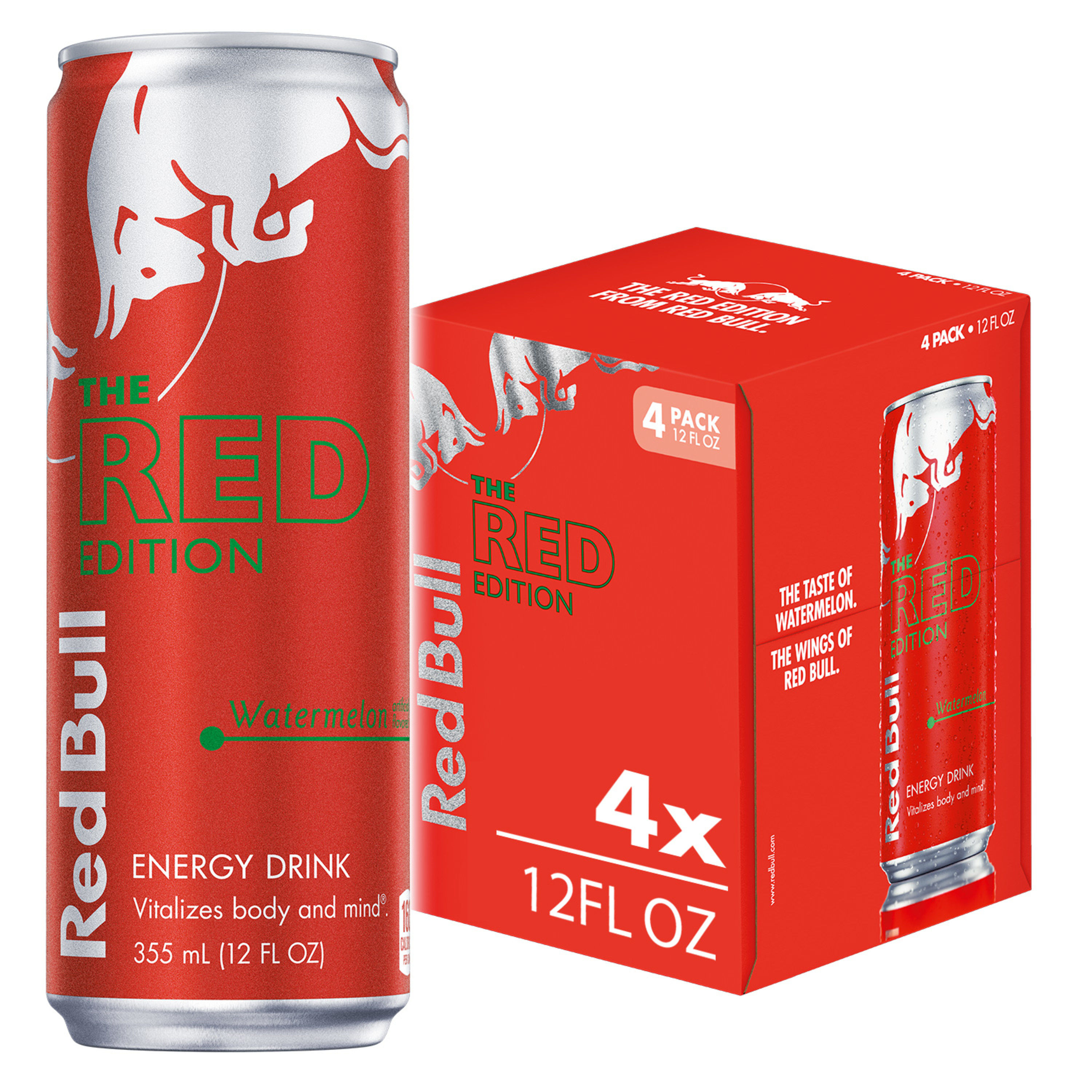 Red Bull Red Edition Energy Drink, Watermelon, 114mg Caffeine, 12