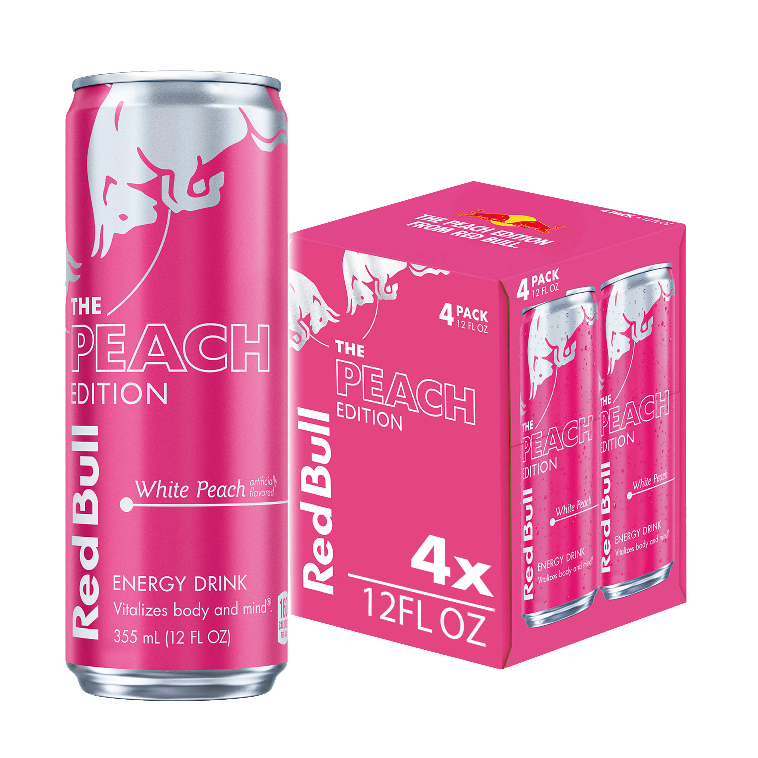 Red Bull Peach Edition Energy Drink, White Peach, 12 fl. oz., Pack