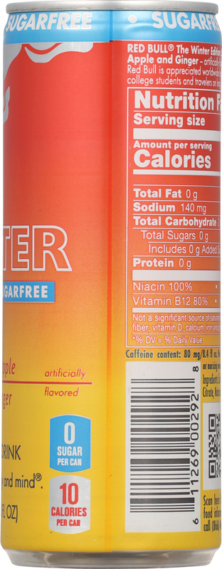 Red Bull Winter Edition Sugarfree Energy Drink, Fuji Apple