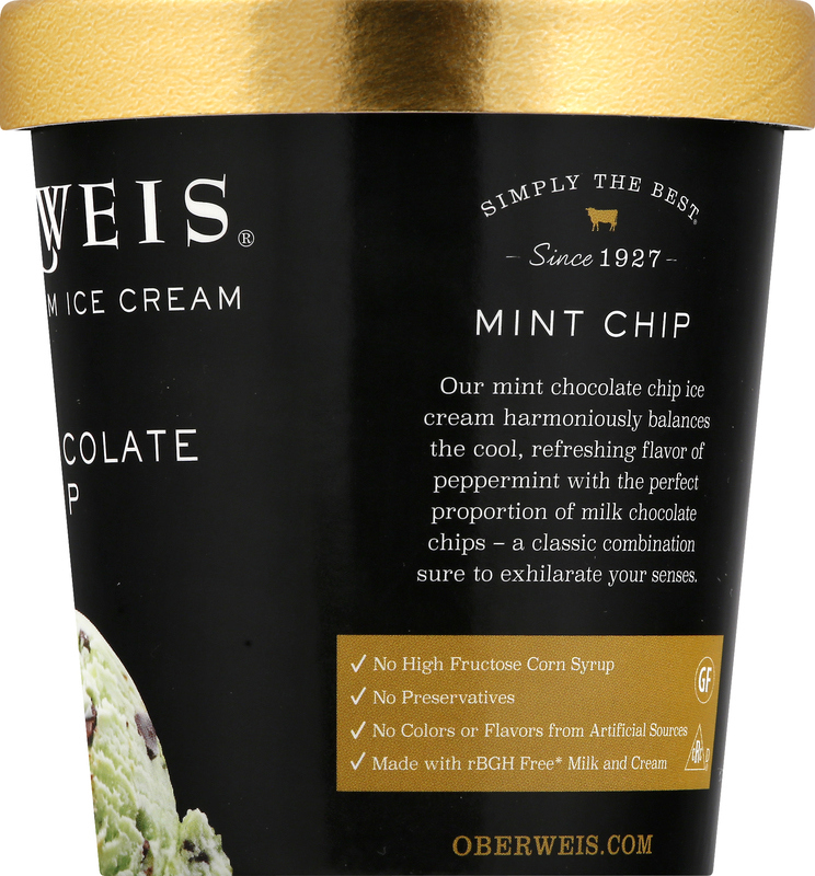 Oberweis Ice Cream, Super Premium, Mint Chocolate Chip | Giant