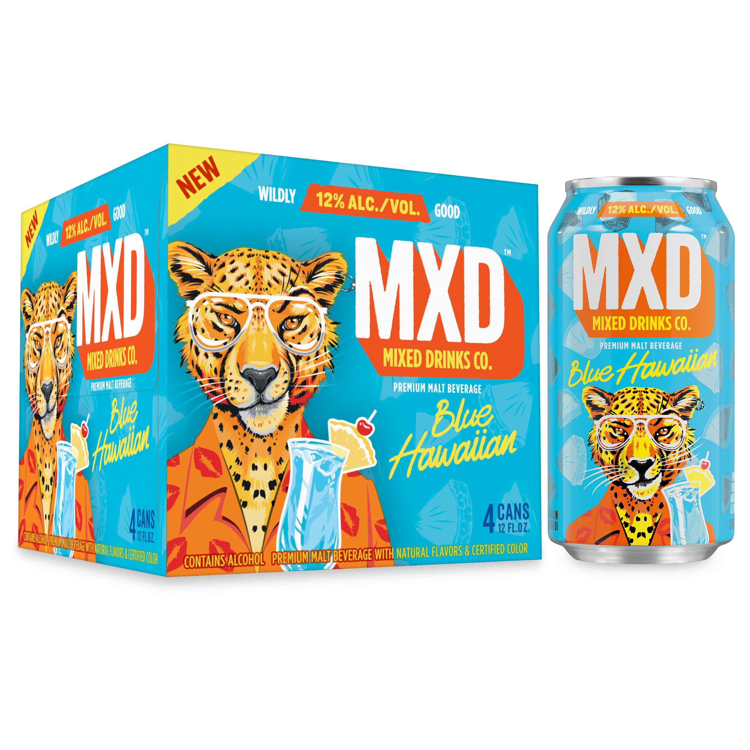 MXD Drinks Co. Blue Hawaiian, 4 Pack, 12 fl oz Cans, 12% ABV