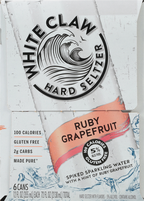 White Claw Hard Seltzer Ruby Grapefruit, 6 Pack, 12 fl oz Cans, 5