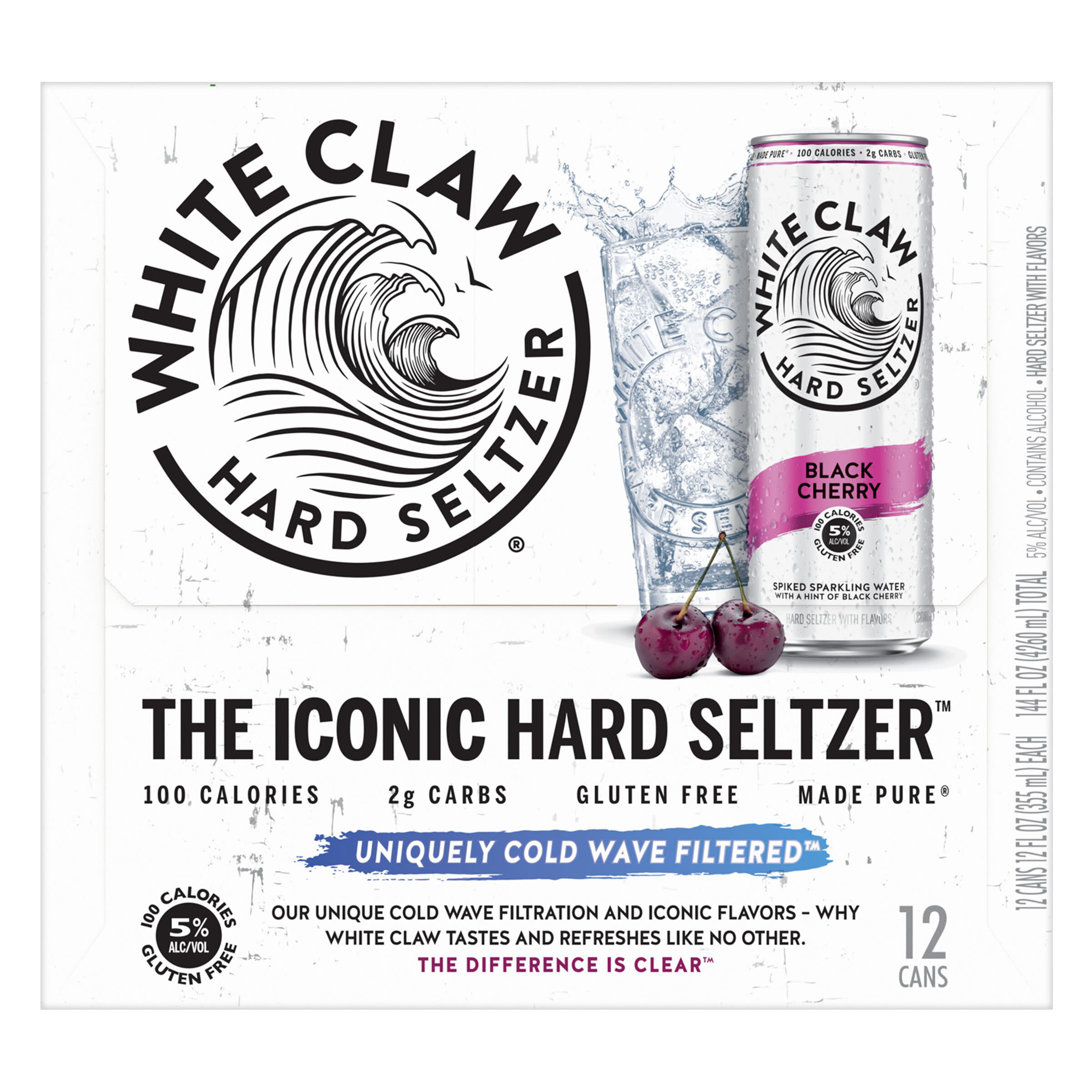 White Claw Hard Seltzer Black Cherry, 12 Pack, 12 fl oz Cans, 5