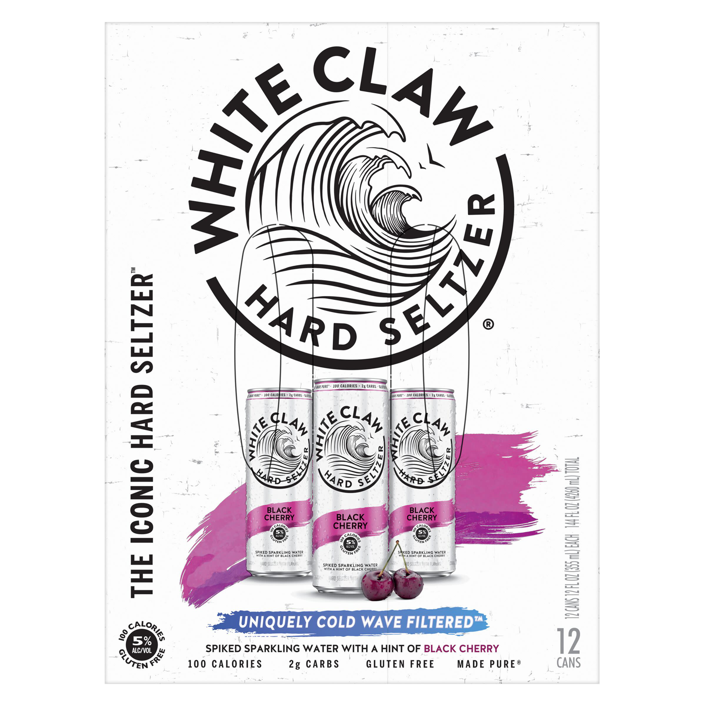 White Claw Hard Seltzer Black Cherry, 12 Pack, 12 fl oz Cans, 5