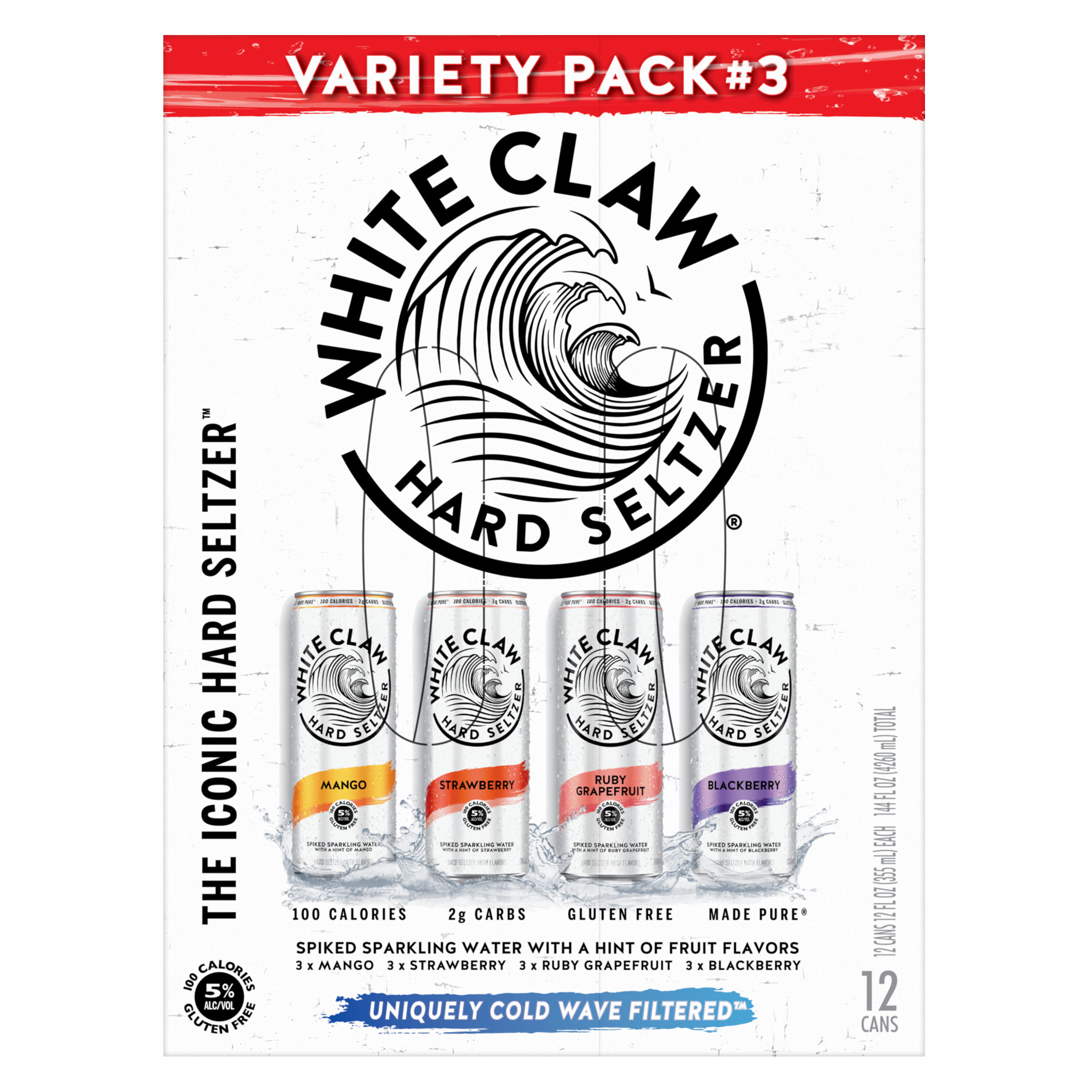 White Claw Hard Seltzer Variety Pack No. 3, 12 Pack, 12 fl oz Cans