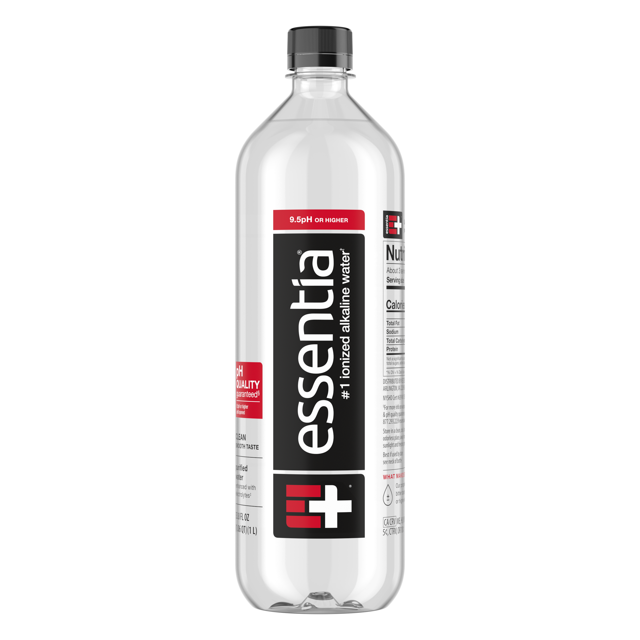 Essentia Bottled Water, Liter Bottle, Ionized Alkaline Water