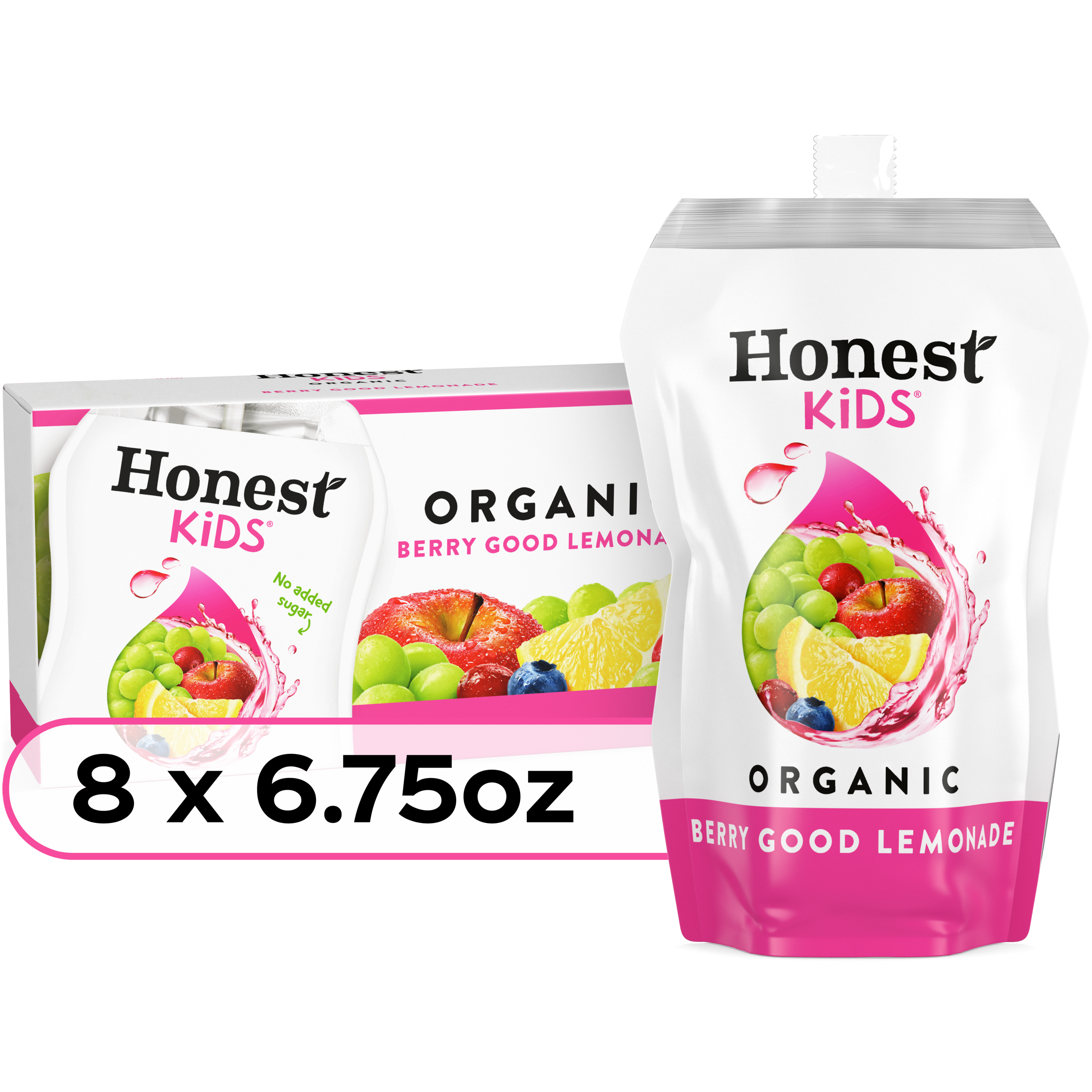 Honest Kids Organic Berry Good Lemonade Juice Drink Pouches 8-pack