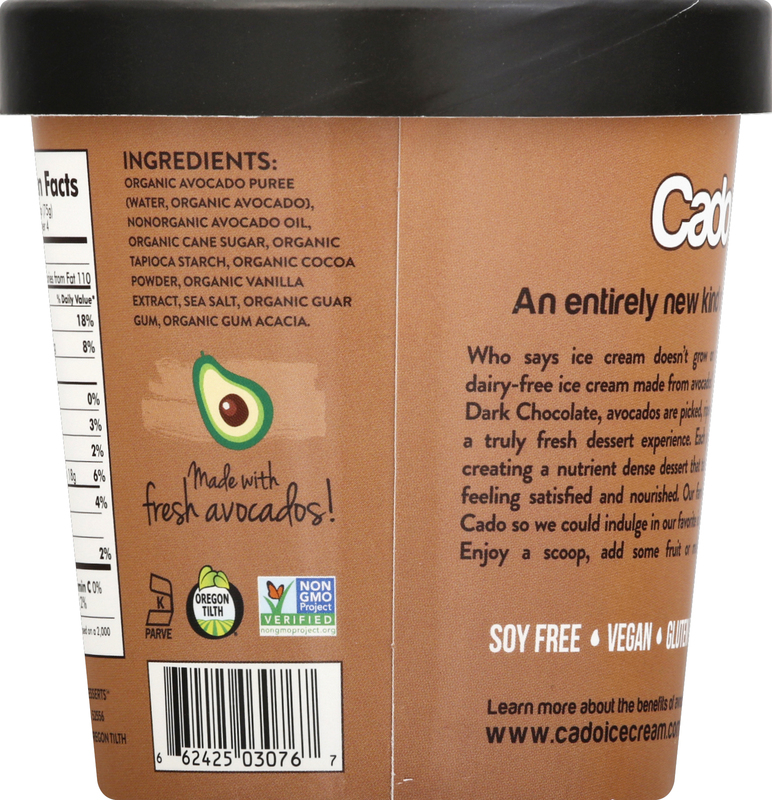 Cado Avocado Frozen Dessert, Non-Dairy, Deep Dark Chocolate