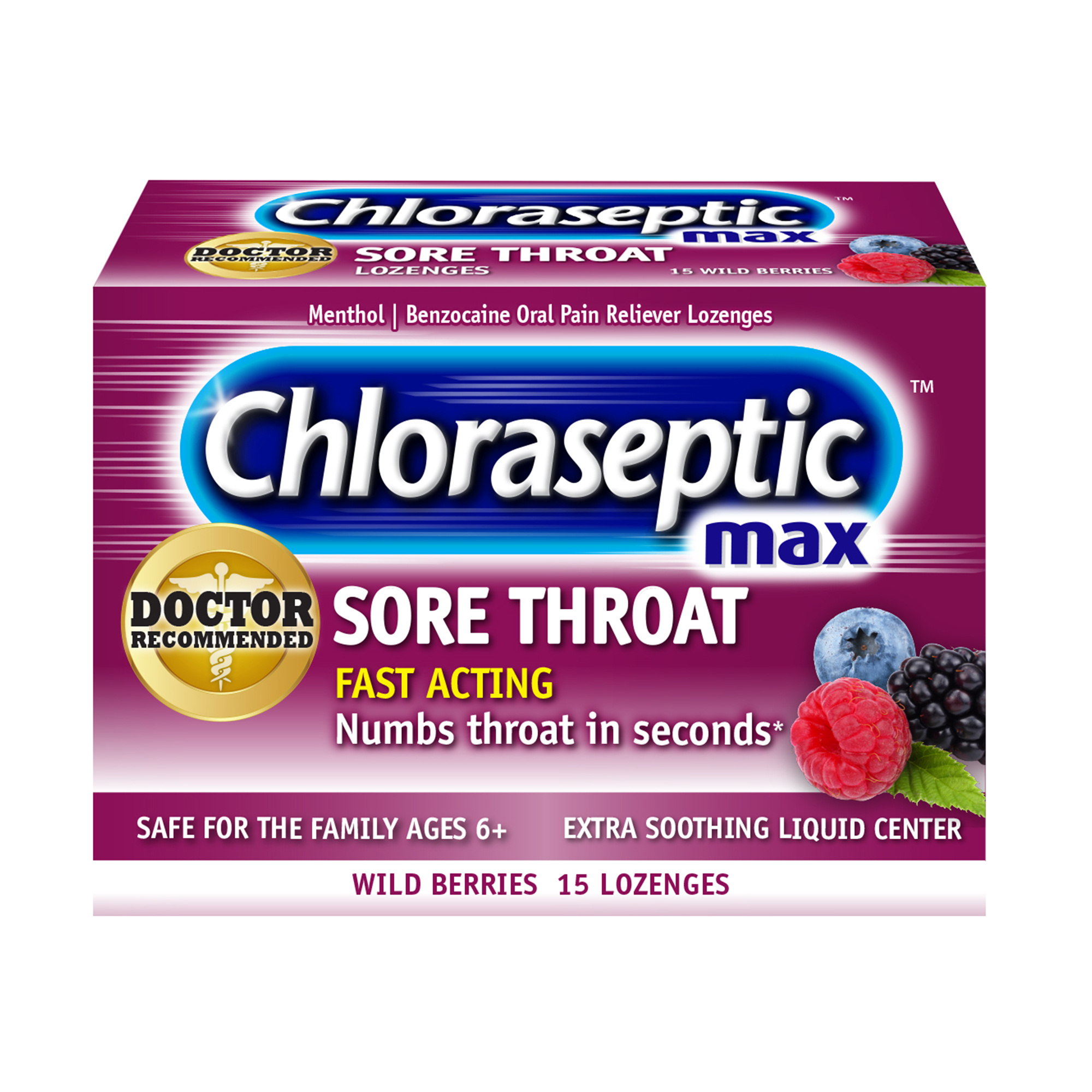 Chloraseptic Max Strength Sore Throat Lozenges, Wild Berries