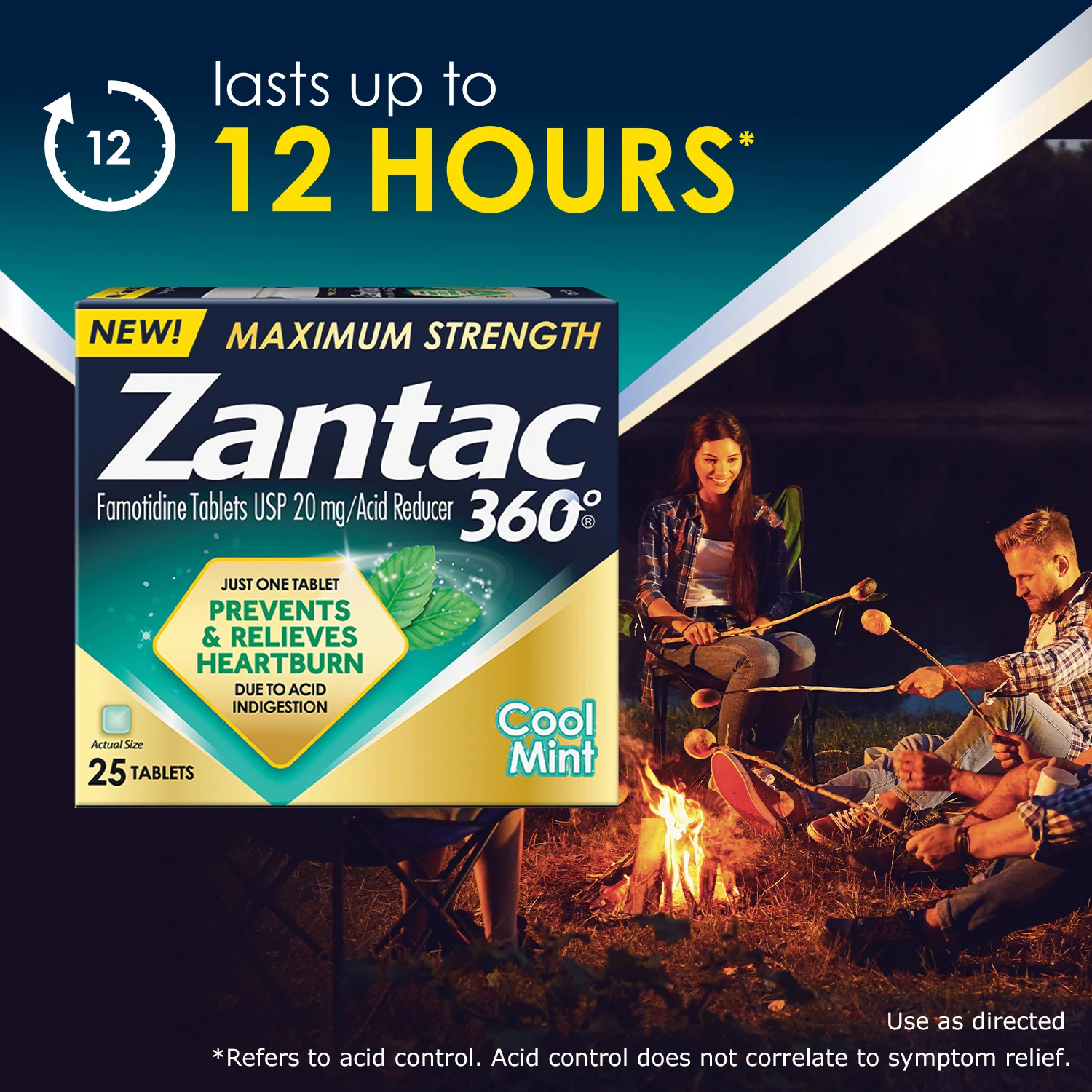 Zantac 360 Maximum Strength, Cool Mint, 25 Count, Heartburn