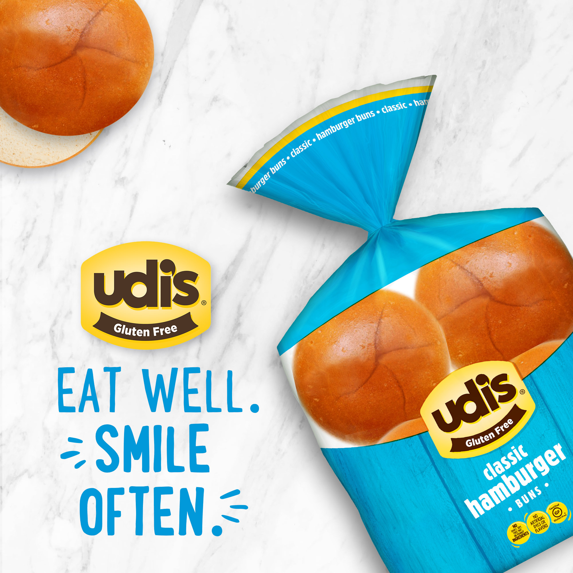 Udi's Gluten Free Classic Hamburger Buns, Frozen, 10.4 oz. 4